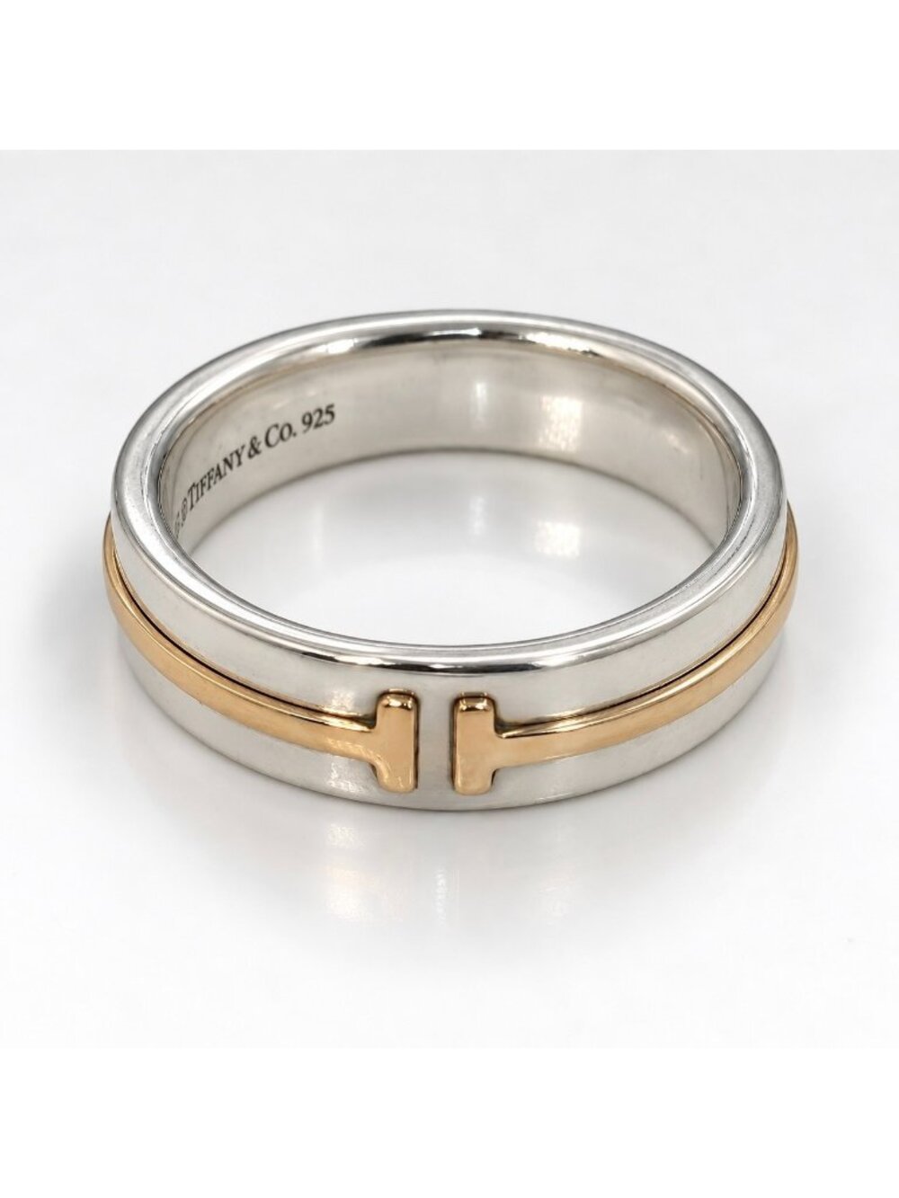 Tiffany & Co. Tiffany T  Silver and Yellow Gold Ring Size 10.75 Mens Unisex